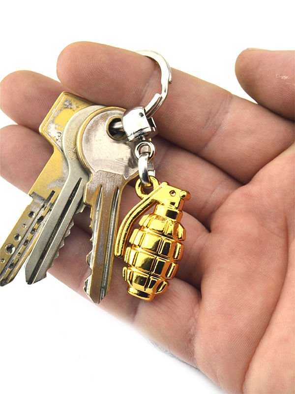 El Bombası - Grenade - Anahtarlık - Gold - Ahşap Kutulu
