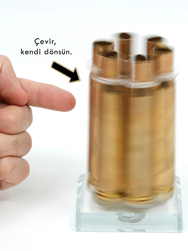 50 Cal. Shell Casing Glass Base 360-Degree Rotating Pen Holder 