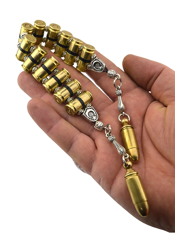 9mm Bullet Casing Design Brass Rosary - 12 Beads