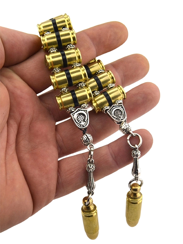 9mm Bullet Casing Design Brass Rosary - 12 Beads