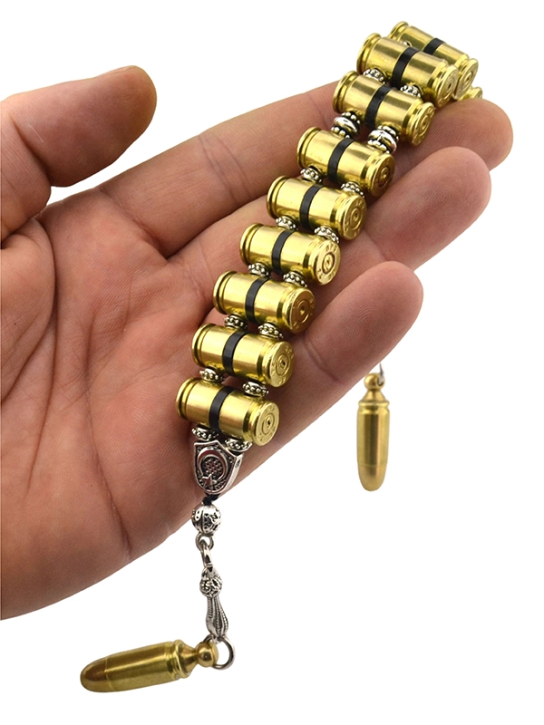 9mm Bullet Casing Design Brass Rosary - 12 Beads