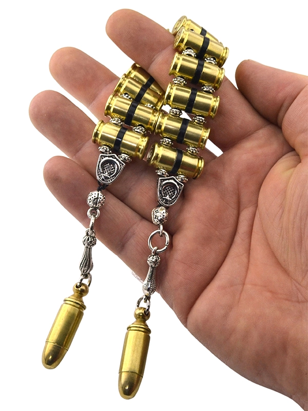 9mm Bullet Casing Design Brass Rosary - 12 Beads
