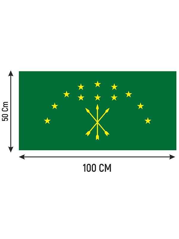 Adyghe Circassian Flag 50x100 cm | Durable Raschel Fabric Flag