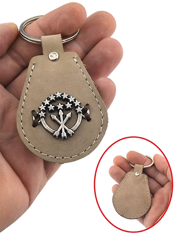 Adyghe Circassian Flag Patterned Genuine Leather Keychain