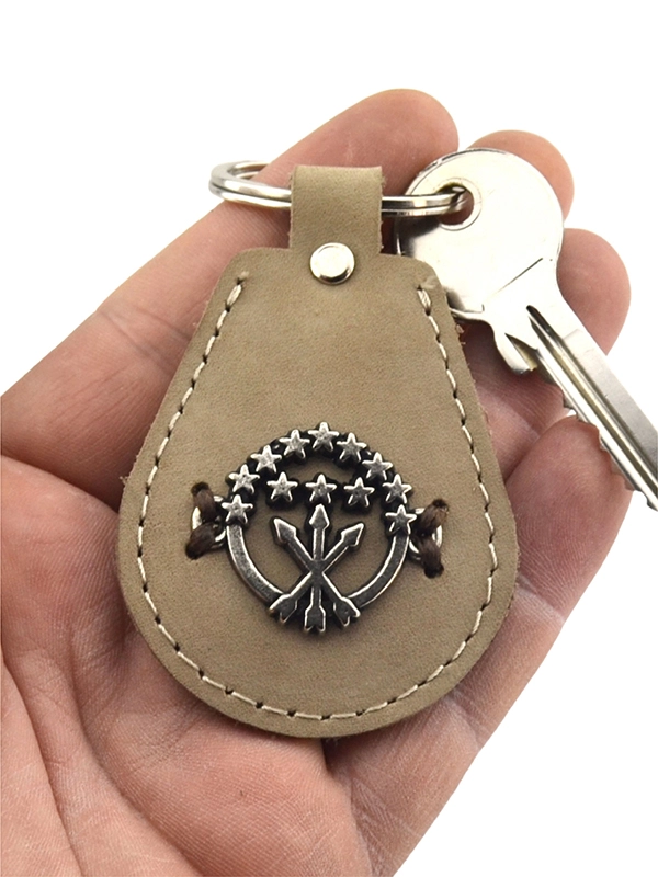 Adyghe Circassian Flag Patterned Genuine Leather Keychain