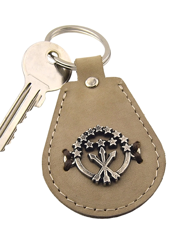 Adyghe Circassian Flag Patterned Genuine Leather Keychain