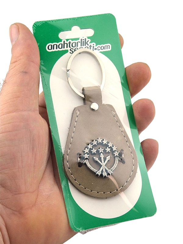 Adyghe Circassian Flag Patterned Genuine Leather Keychain