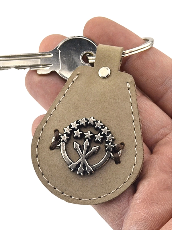 Adyghe Circassian Flag Patterned Genuine Leather Keychain