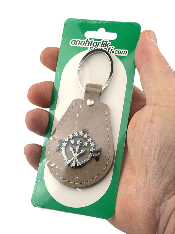 Adyghe Circassian Flag Patterned Genuine Leather Keychain