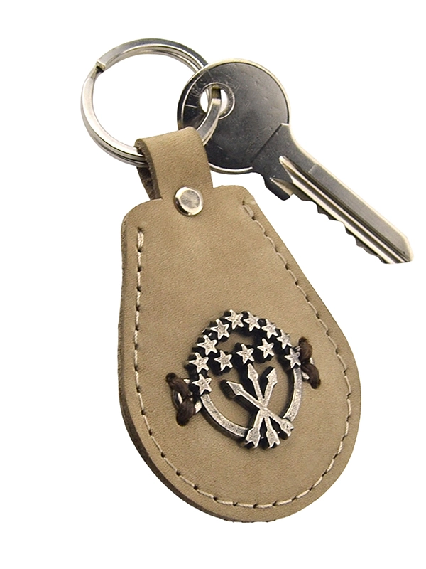 Adyghe Circassian Flag Patterned Genuine Leather Keychain