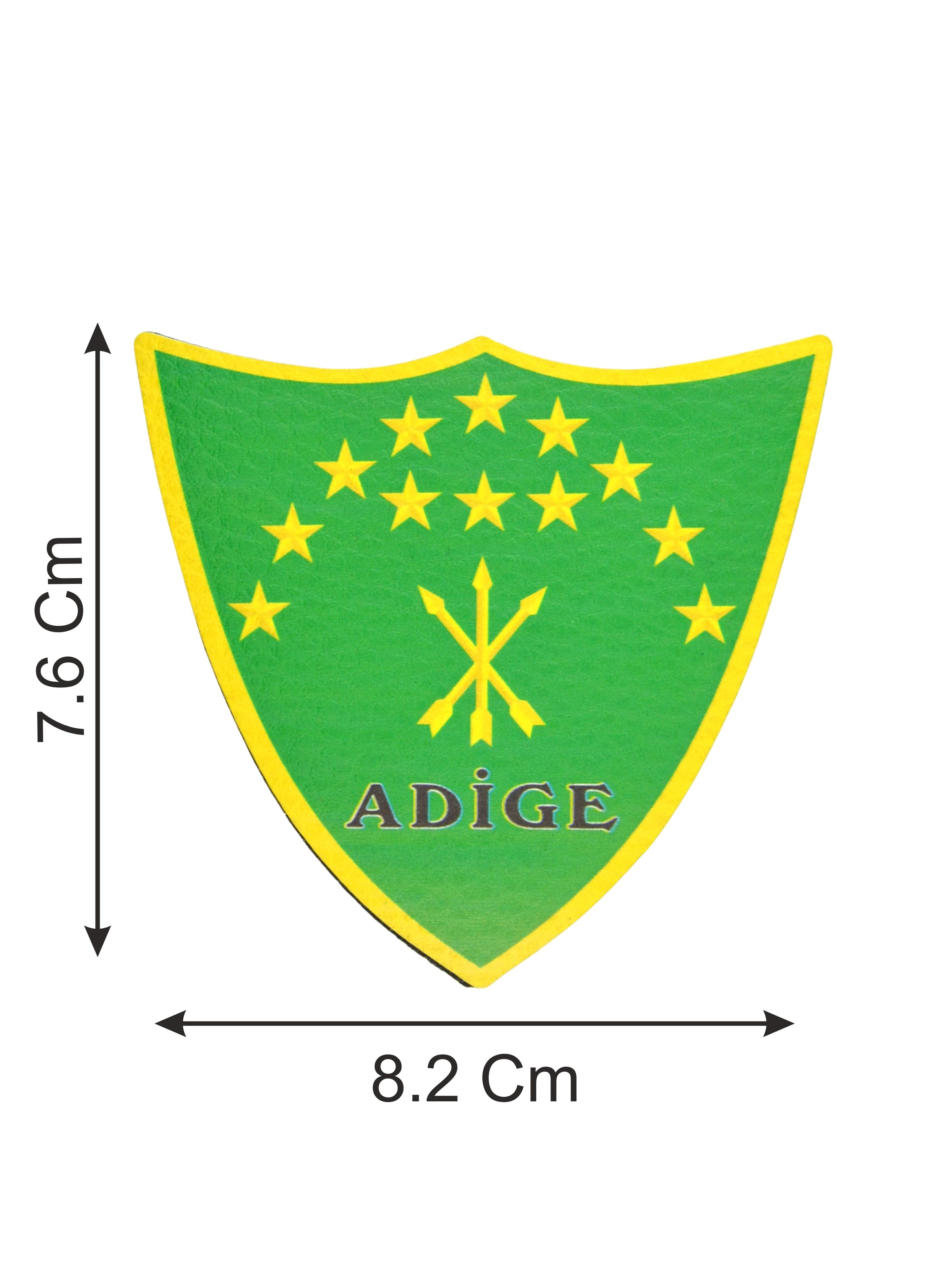 Adyghe Circassian Flag Shield Pech - Velcro Badge 8x7.5 cm