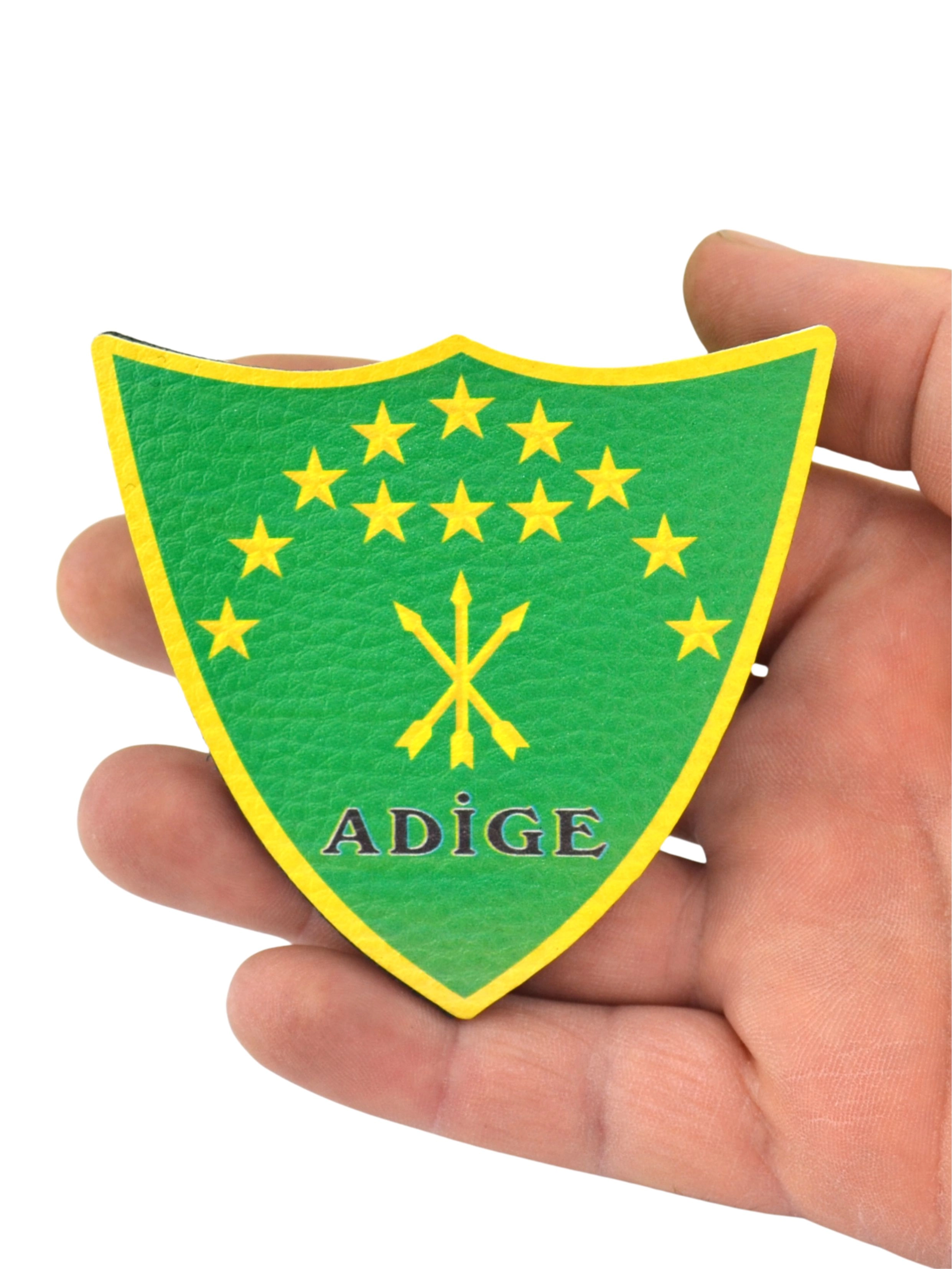 Adyghe Circassian Flag Shield Pech - Velcro Badge 8x7.5 cm