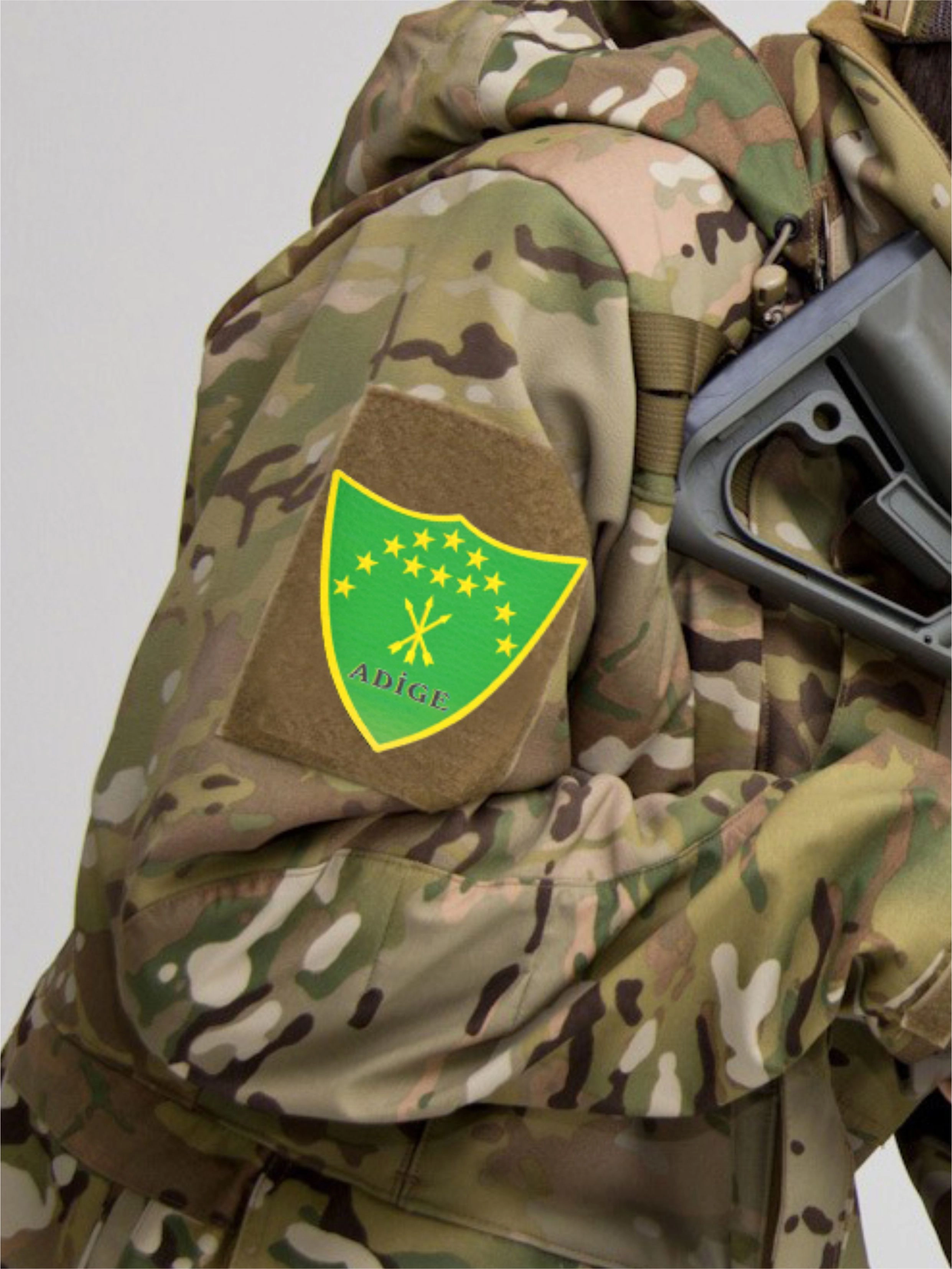 Adyghe Circassian Flag Shield Pech - Velcro Badge 8x7.5 cm