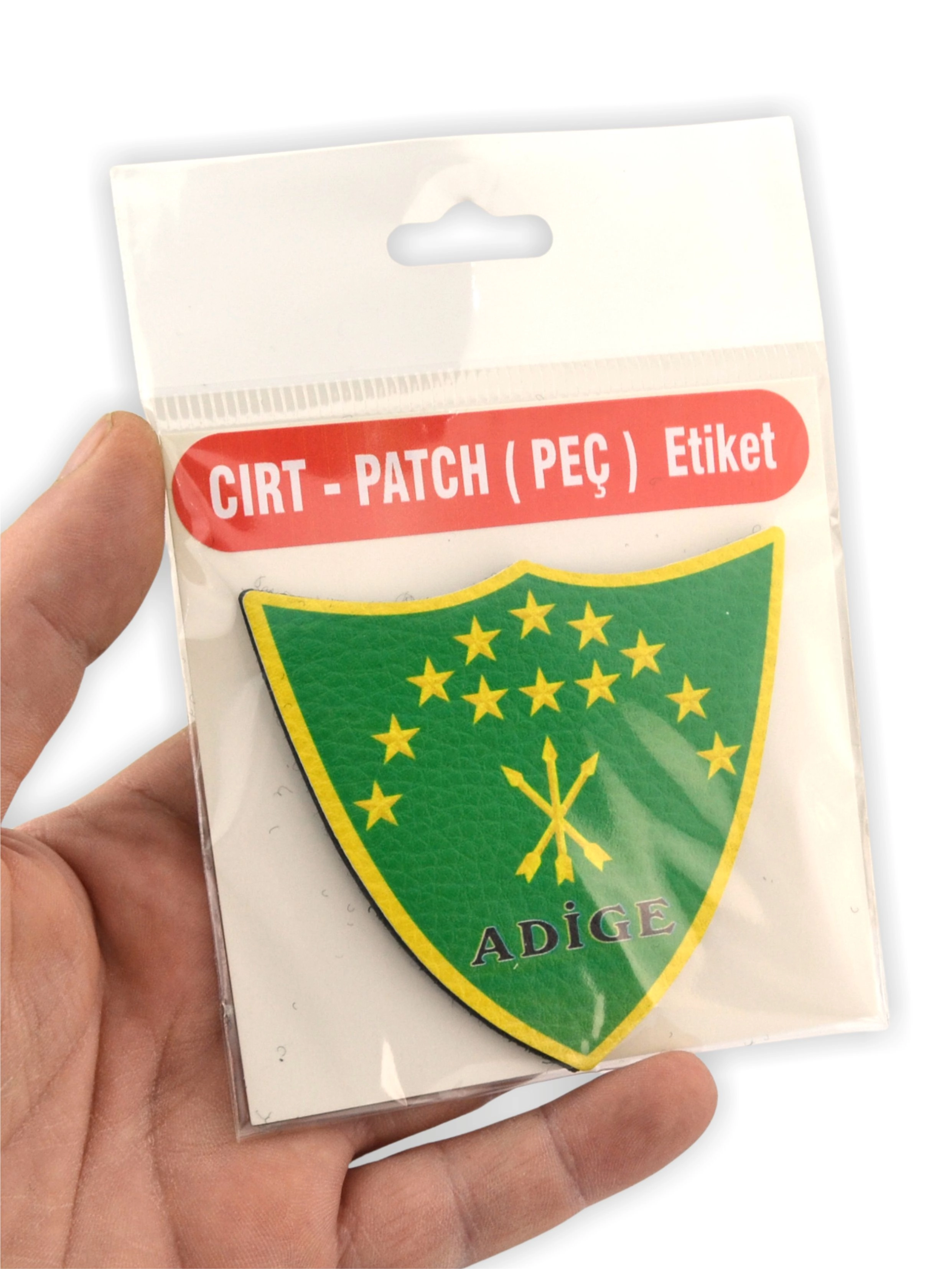 Adyghe Circassian Flag Shield Pech - Velcro Badge 8x7.5 cm