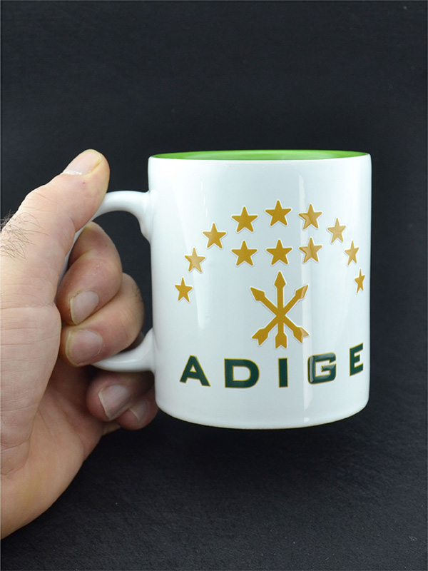 Adige Çerkes Bayrak Baskılı Seramik Kupa Bardak