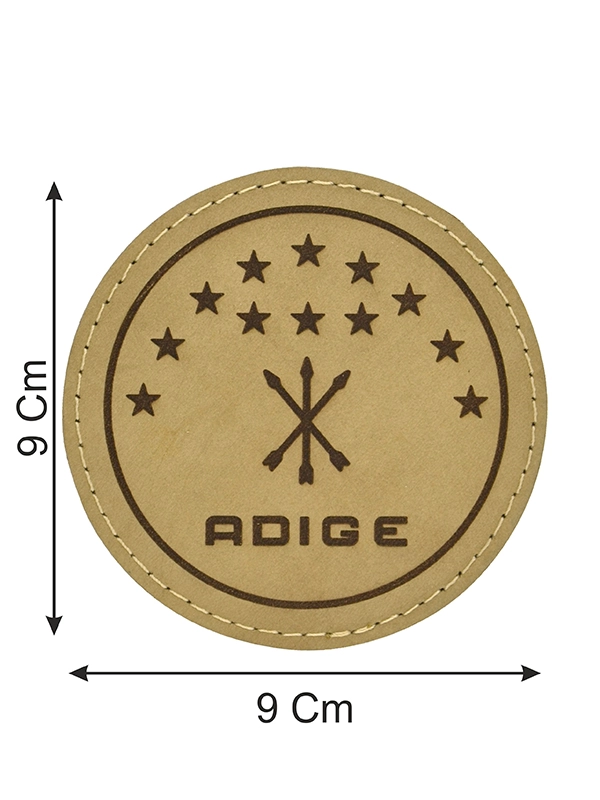 Adige Çerkes Bayrağı Gerçek Deri Cırtlı Patch - 9 cm