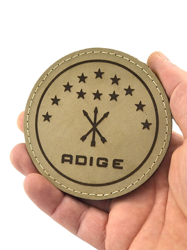 Adige Çerkes Bayrağı Gerçek Deri Cırtlı Patch - 9 cm