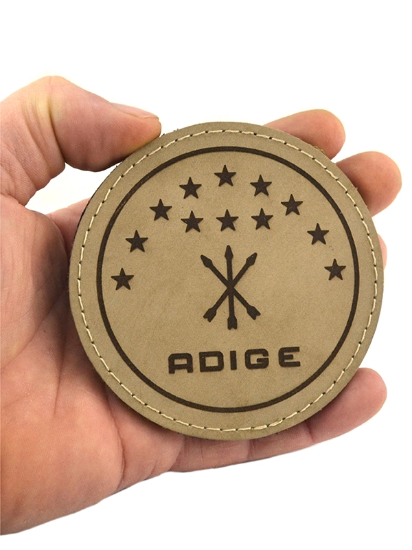 Adige Çerkes Bayrağı Gerçek Deri Cırtlı Patch - 9 cm
