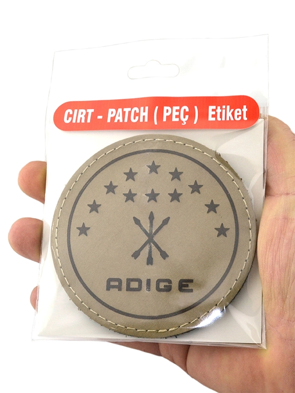 Adige Çerkes Bayrağı Gerçek Deri Cırtlı Patch - 9 cm