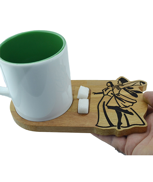 Wooden Coaster with Caucasian Circassian Dance Figure – Presentation Serving Board