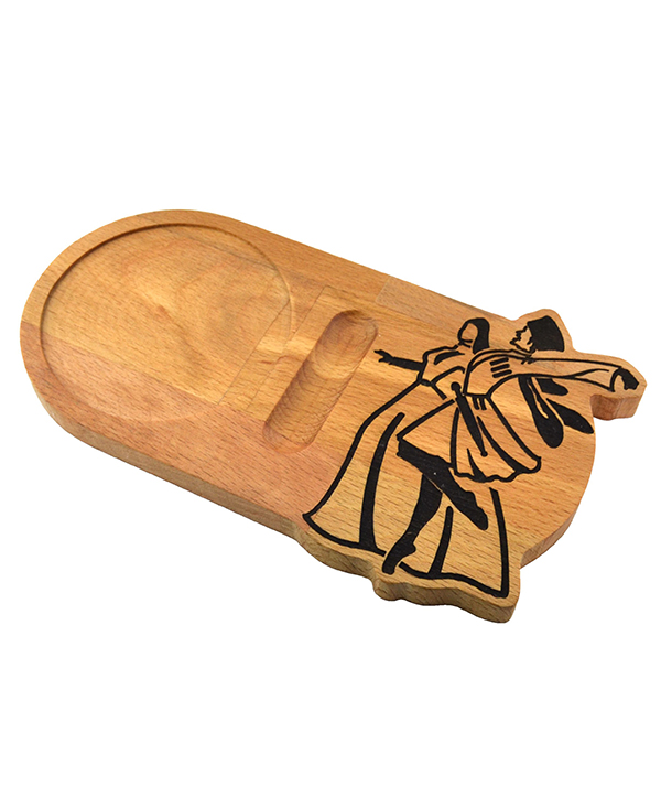 Wooden Coaster with Caucasian Circassian Dance Figure – Presentation Serving Board