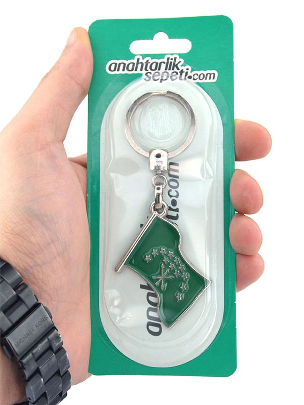 Dalgalı Adıge Çerkes Bayrağı Anahtarlık