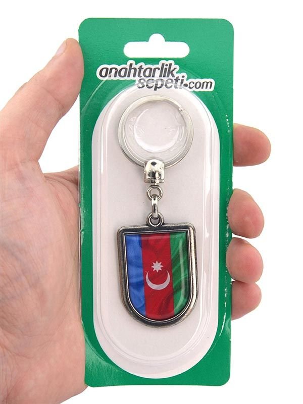 Azerbaycan Bayrak Arma Modeli Damla Anahtarlık