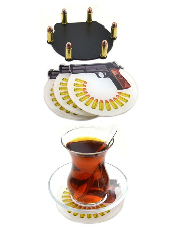 Bardak Altlığı Seti 4 lü - 14 Lü Tabanca