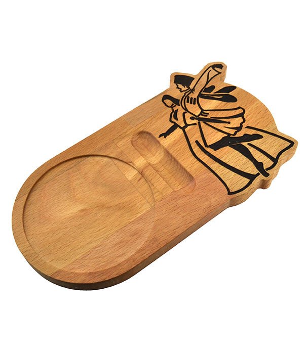Wooden Coaster with Caucasian Circassian Dance Figure – Presentation Serving Board