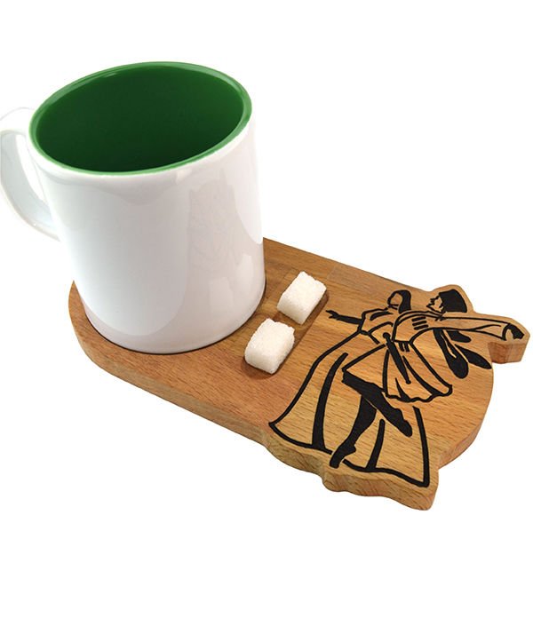 Wooden Coaster with Caucasian Circassian Dance Figure – Presentation Serving Board
