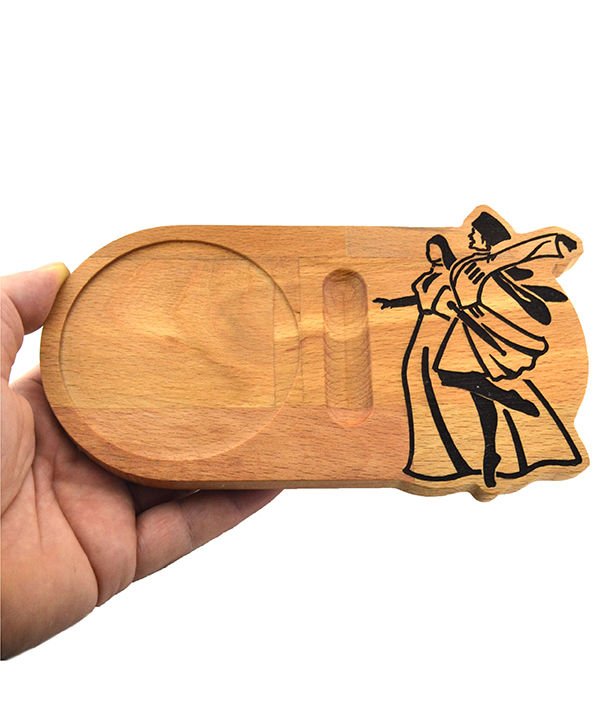 Wooden Coaster with Caucasian Circassian Dance Figure – Presentation Serving Board