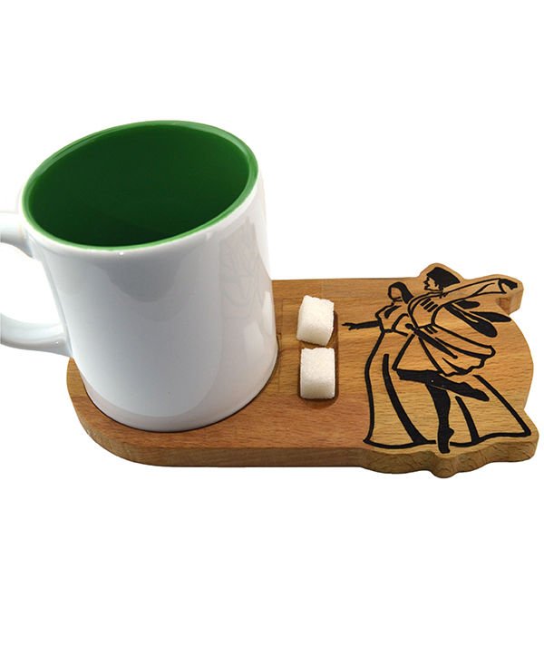 Wooden Coaster with Caucasian Circassian Dance Figure – Presentation Serving Board