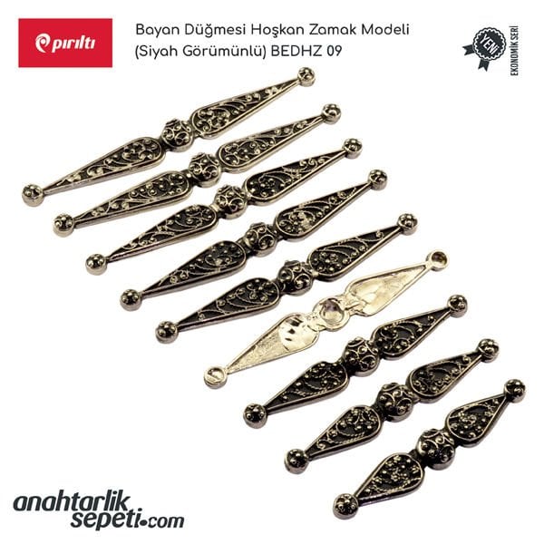 Женская пуговица Hoşkan Zamak (Черный внешний вид)