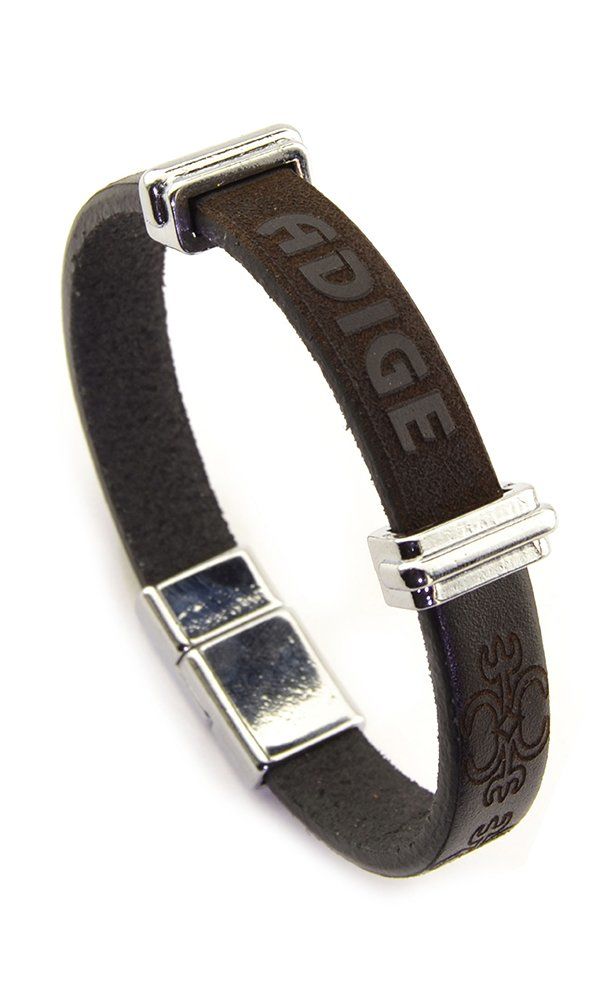 Адыгский черный кожаный браслет (Мужской)