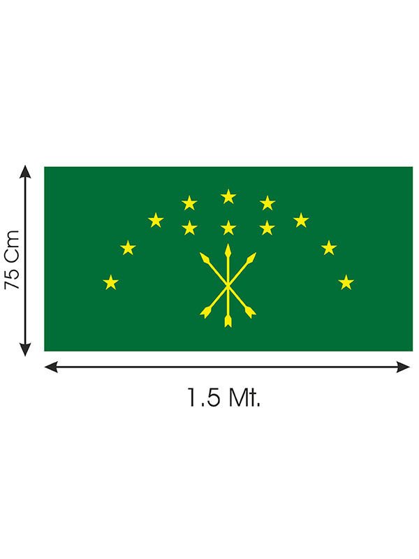 Adige Çerkes Bayrak - 150 Cm x 75 Cm - Raşel 110 Gr Kumaş