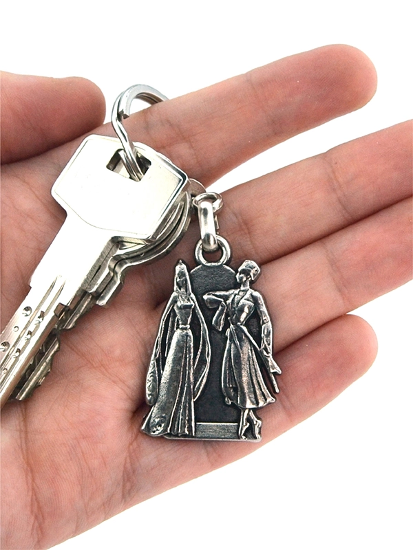 Caucasian Circassian Couple Figurine Chrome Gas Lighter