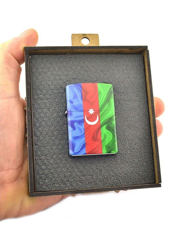 Azerbaycan Bayrak Baskılı Benzinli Çakmak