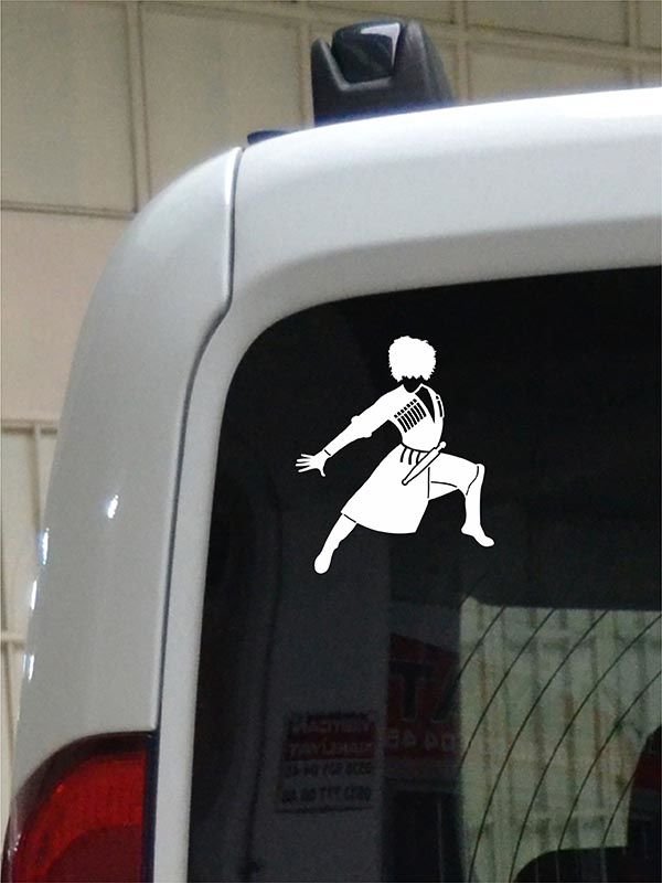 Kafkas Çerkes Dansçı Folyo Kesim Etiket (Beyaz-Sağ) 15 Cm