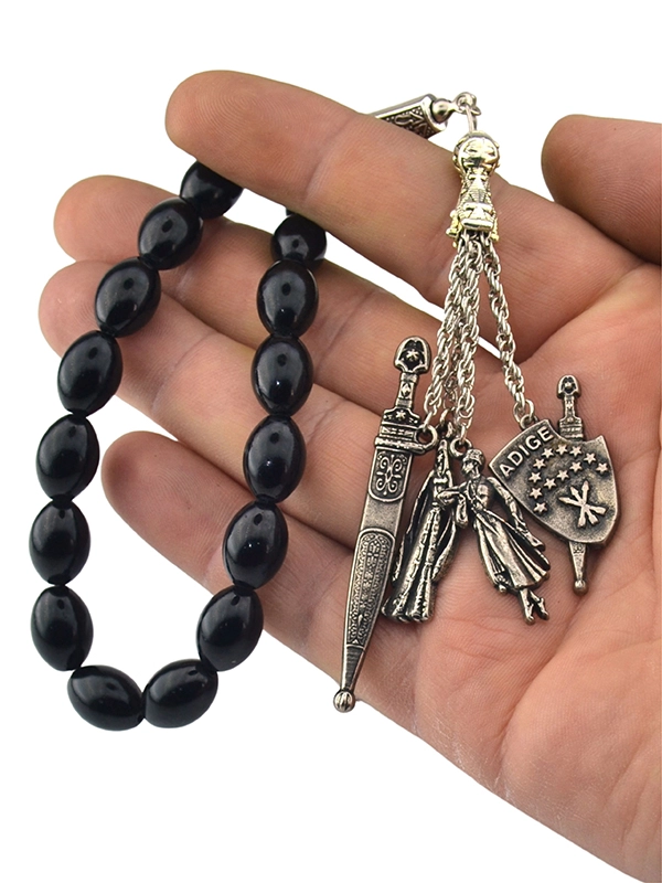Kafkas Adige Decorative Black Prayer Beads 17 Beads Bracelet