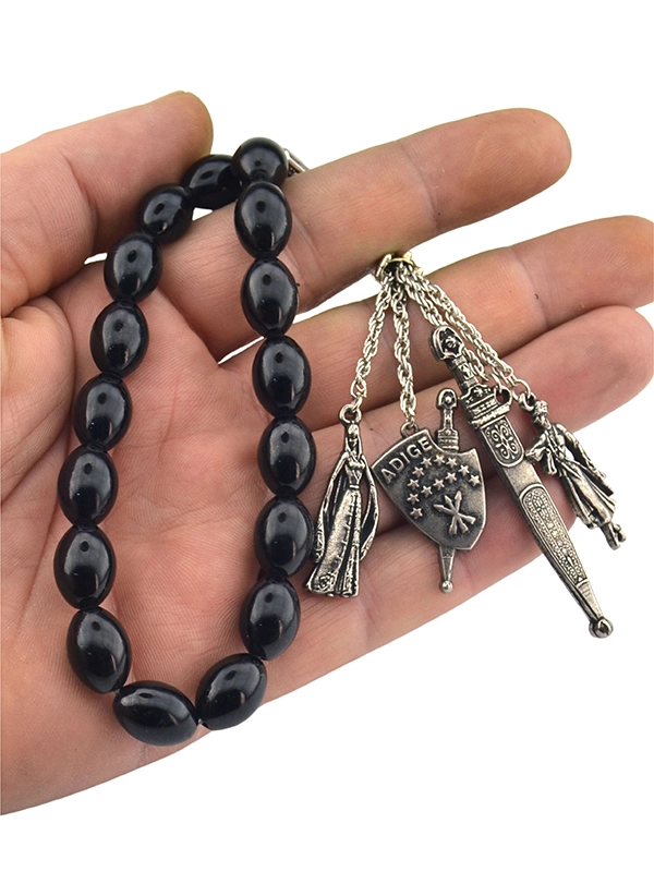 Kafkas Adige Decorative Black Prayer Beads 17 Beads Bracelet