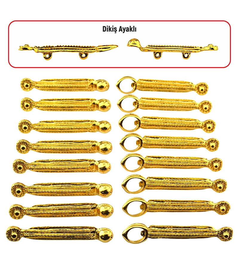 Gold Caucasian Circassian Women’s Dress Button - Maykop Model (8 Pcs)
