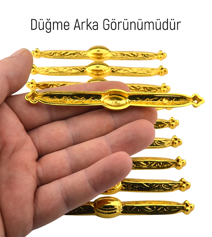 Kafkas Bayan Elbise Düğmesi (10 Adet) (Parlak Altın Görümünlü Kaplama)
