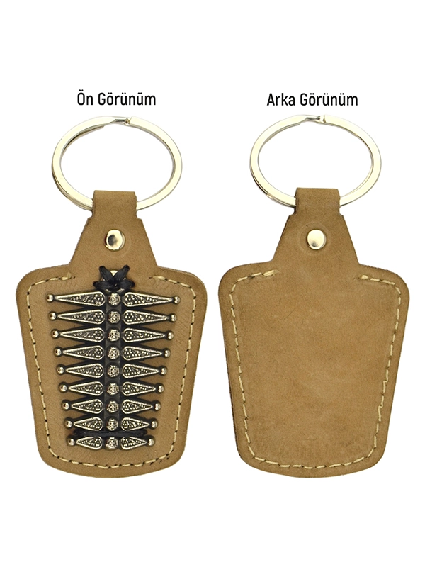 Circassian Caucasian Women’s Button Pattern Real Leather Keychain 