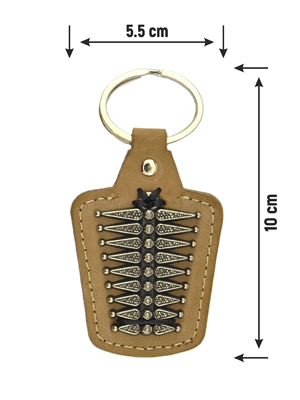 Circassian Caucasian Women’s Button Pattern Real Leather Keychain 