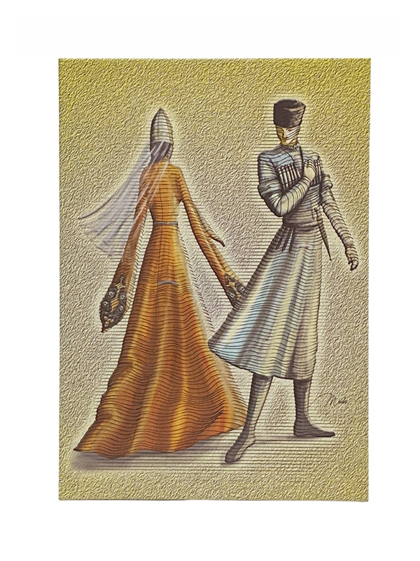 Картина на холсте ’’Кавказская Черкесская Пара’’ 35x50 см