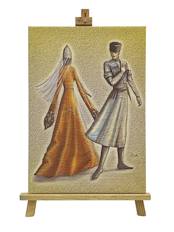 Картина на холсте ’’Кавказская Черкесская Пара’’ 35x50 см