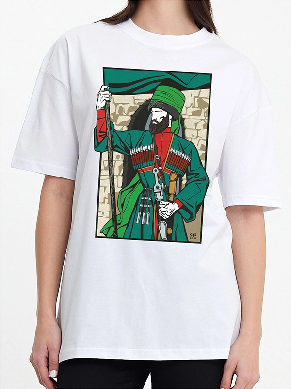 Caucasian Foundation Licensed Products - Caucasian Legends Banner Warrior T-Shirt - White