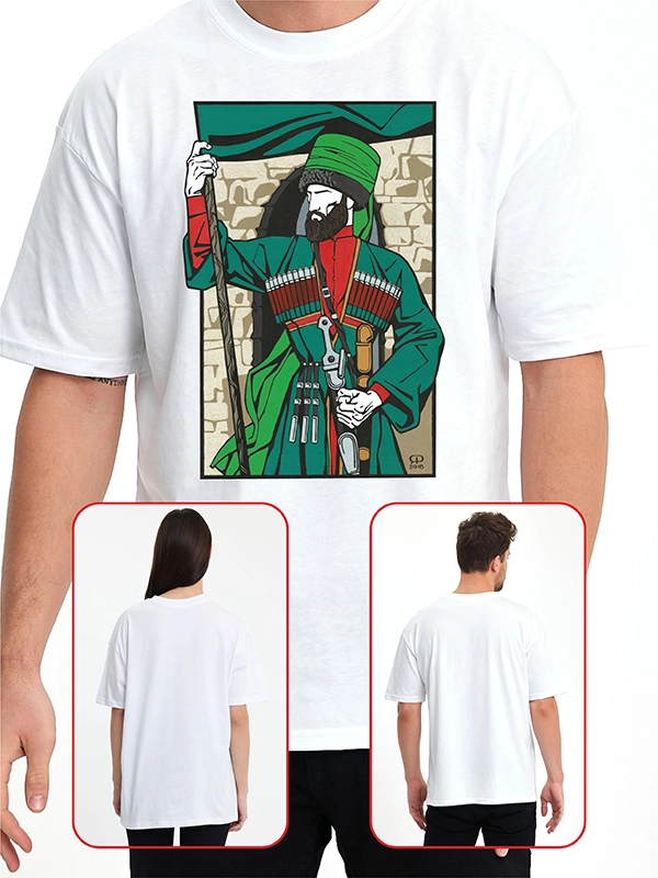 Caucasian Foundation Licensed Products - Caucasian Legends Banner Warrior T-Shirt - White