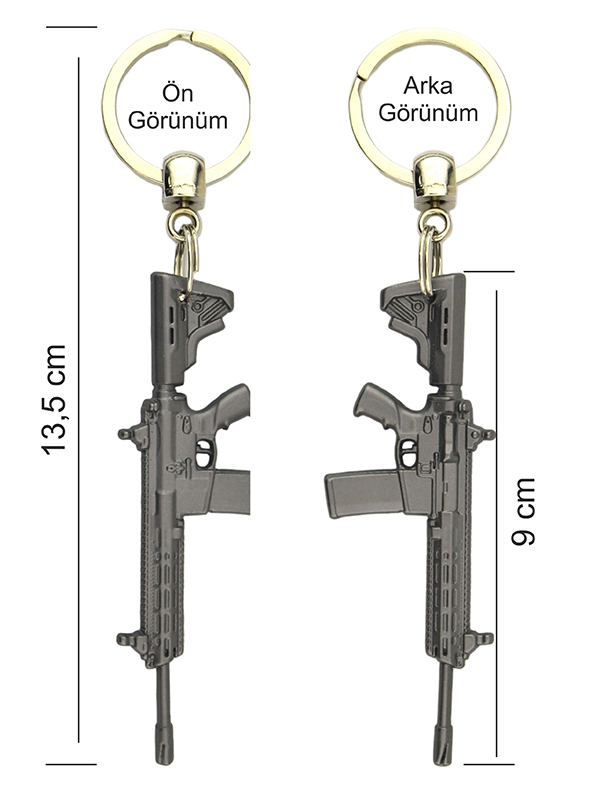Tüfek Rifle Anahtarlık M-16 - Mat Siyah