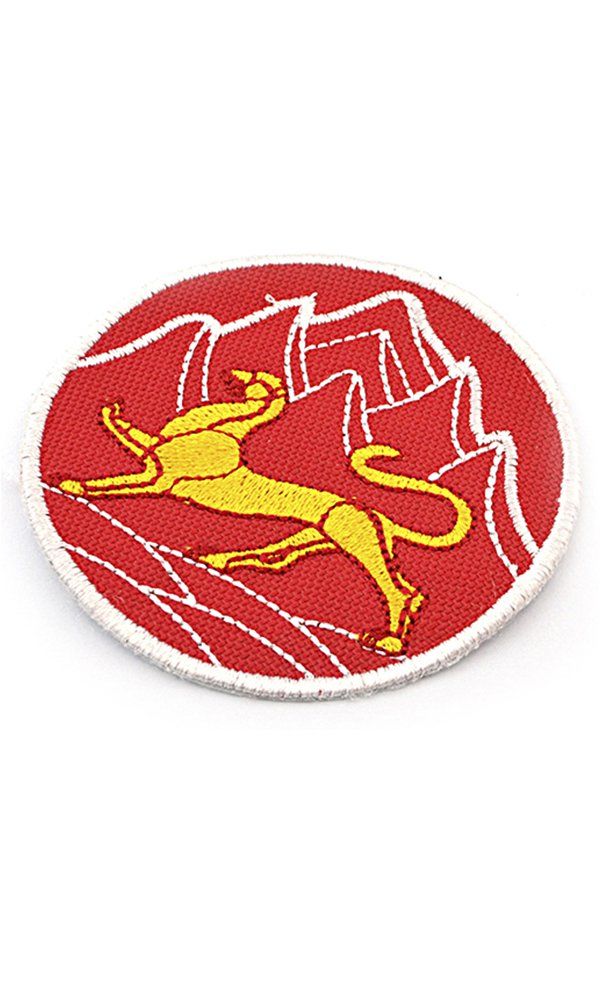 Oset Bayrak Nakışlı, Yuvarlak Etiket (Kırmızı) Çapı 8 cm